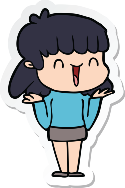 Bir insan tarafından çizilmiş bir karikatür kadının çıkartması.