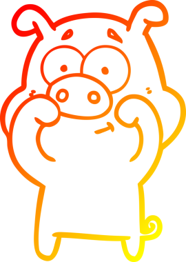 Bir insan tarafından çizilmiş mutlu çizgi film domuzu çizimi.