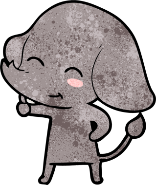 Bir insan tarafından çizilmiş şirin bir fil.