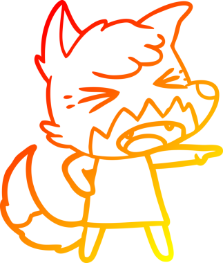 Bir insan tarafından çizilmiş kızgın bir tilkinin sıcak çizgi çizimi