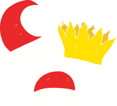 Bir insan tarafından çizilmiş noel şapkalarının düz renk çizimi