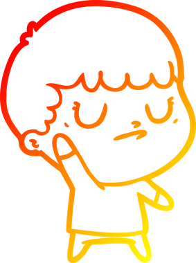 Bir insan tarafından çizilen huysuz bir çocuğun sıcak çizgi çizimi.