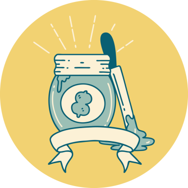 Bir insan tarafından çizilmiş dövme tarzı fıstık ezmesi ikonu.