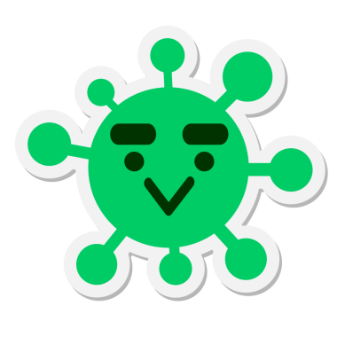 Bir insan tarafından çizilmiş kalın kaşlı kuş virüsü etiketi.