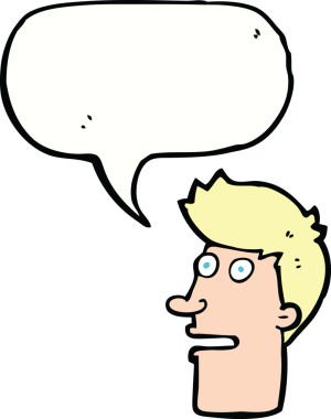 Bir insan tarafından çizilen konuşma baloncuğuyla şok olmuş erkek yüzü.