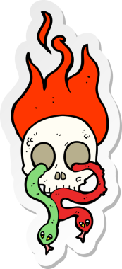 Bir insan tarafından çizilmiş bir yılan ve kafatası çıkartması.