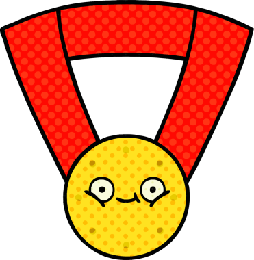 Bir insan tarafından çizilmiş altın madalyanın karikatürü.