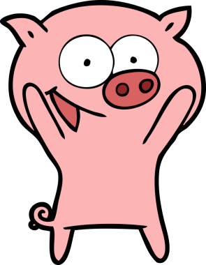 Bir insan tarafından çizilmiş mutlu domuz çizgi filmi.