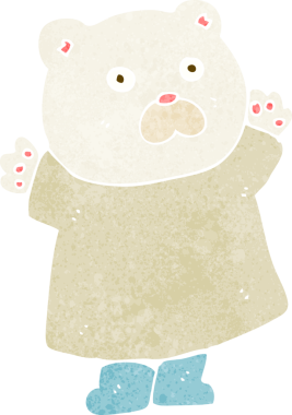 Bir insan tarafından çizilmiş komik bir kutup ayısı.