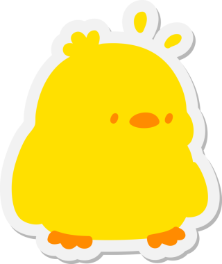 Bir insan tarafından çizilmiş şirin yavru kuş etiketi.