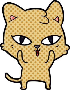 Bir insan tarafından çizilmiş çizgi film kedisi.