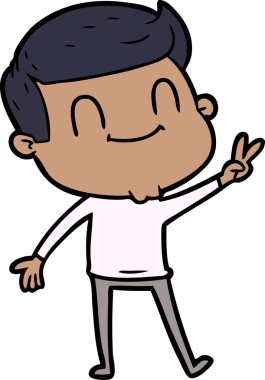 Bir insan tarafından çizilmiş çizgi film dostu bir adam.