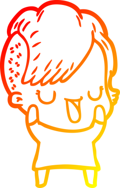 Hipster saç kesimi bir insan tarafından çizilmiş güzel bir çizgi film kızı çizimi.