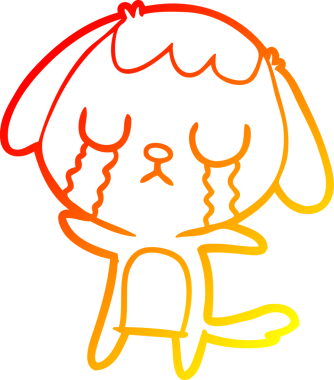 Bir insanın çizdiği ağlayan şirin bir köpeğin sıcak çizgi çizimi.