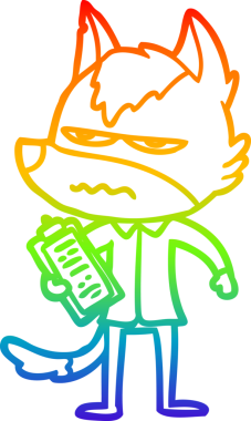 Gökkuşağı gradyan çizgi çizimi Bir insan tarafından çizilmiş rahatsız kurt