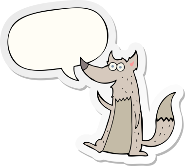 Bir insan tarafından çizilmiş konuşma balonu çıkartmalı çizgi film kurdu.