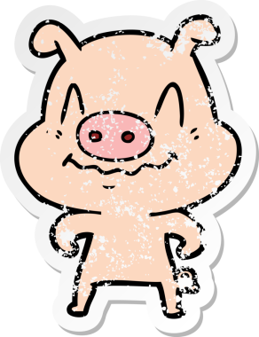 Bir insan tarafından çizilmiş sinirli bir domuzun sıkıntılı çıkartması.