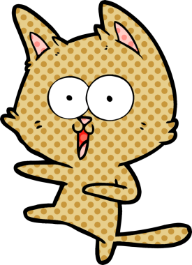 Bir insan tarafından çizilmiş komik çizgi film kedisi.