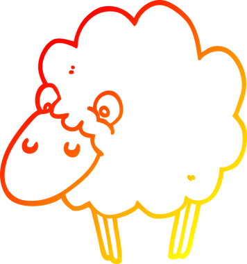 Bir insan tarafından çizilmiş bir koyunun sıcak çizgi çizimi