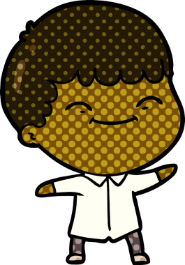 Bir insan tarafından çizilmiş mutlu çocuk çizgi filmi.