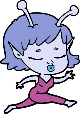 Bir insan tarafından çizilmiş sevimli uzaylı kız çizgi filmi.