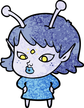 Bir insan tarafından çizilmiş güzel uzaylı kız.