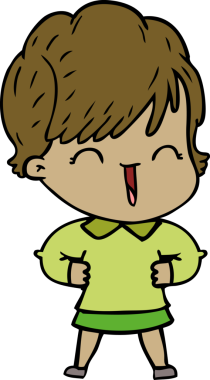 Bir insan tarafından çizilmiş gülen kadın çizgi filmi.