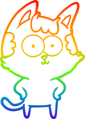 gökkuşağı gradyan çizimi mutlu çizgi film kedisi bir insan tarafından çizildi