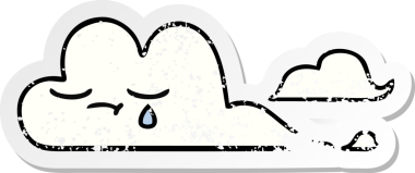 Bir insan tarafından çizilmiş şirin beyaz bulutun sıkıntılı çıkartması.