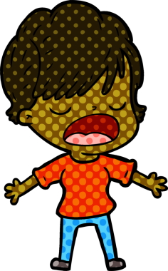 Bir insan tarafından çizilmiş bir karikatür kadın konuşuyor.