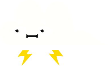 Bir insan tarafından çizilmiş bir gök gürültüsü bulutunun düz renk retro karikatürü