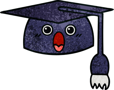 Mezuniyet şapkasının retro grunge deseni bir insan tarafından çizilmiş.