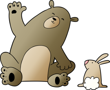 Bir insan tarafından çizilmiş ayı ve tavşan arkadaşları.