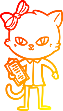 Bir insan tarafından çizilmiş sevimli bir çizgi film kedisinin sıcak çizgi çizgisi.