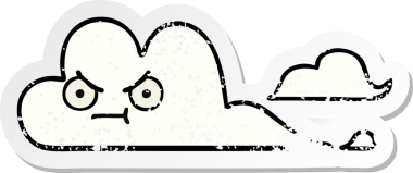 Bir insan tarafından çizilmiş şirin beyaz bulutun sıkıntılı çıkartması.