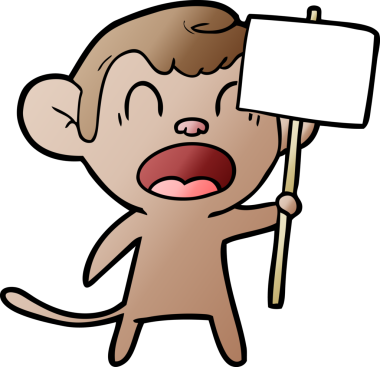 Bir insan tarafından çizilmiş bağıran çizgi maymun.