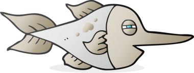 Bir insan tarafından çizilmiş karikatür kılıç balığı.