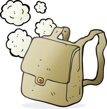 Bir insan tarafından çizilmiş el yazması bir karikatür çantası.