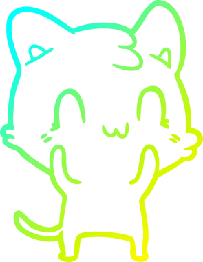 Bir insan tarafından çizilen mutlu çizgi bir kedinin soğuk gradyan çizimi