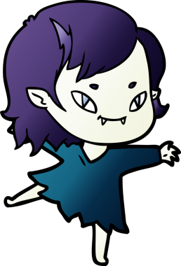 Bir insan tarafından çizilmiş çizgi film dostu vampir kız.