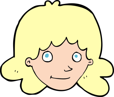 Bir insan tarafından çizilmiş mutlu kadın yüzü.