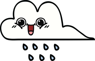 Bir insan tarafından çizilmiş şirin yağmur bulutu karikatürü
