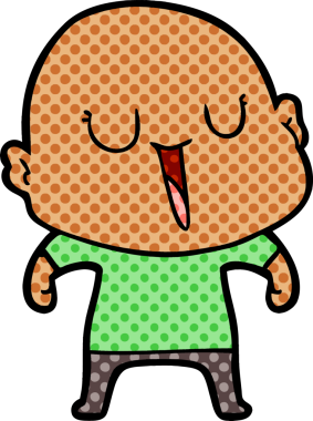 Bir insan tarafından çizilmiş mutlu, kel adam.