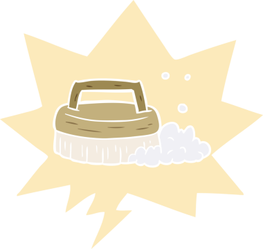 bir insan tarafından çizilmiş eski usul konuşma baloncuğuyla fırçalama karikatürü