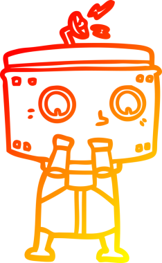 Bir insan tarafından çizilen çizgi film robotunun sıcak çizgi çizimi