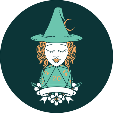 Bir insan tarafından çizilmiş 20 zarlı insan cadısının simgesi.