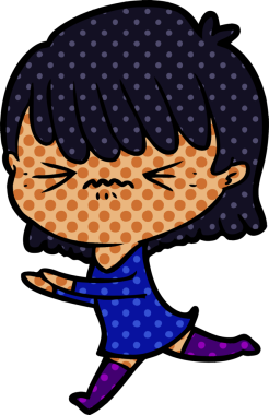 Bir insan tarafından çizilmiş kızgın çizgi film kızı.