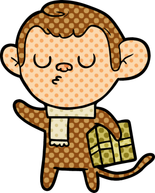 Bir insan tarafından çizilmiş sakin maymun çizgi filmi.