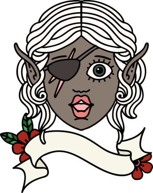 Retro Dövme Tarzı Elf düzenbaz karakter yüzü Bir insan tarafından çizildi