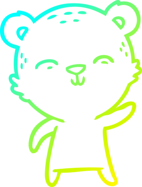 Bir insan tarafından çizilen mutlu çizgi film ayısının soğuk gradyan çizgisi.